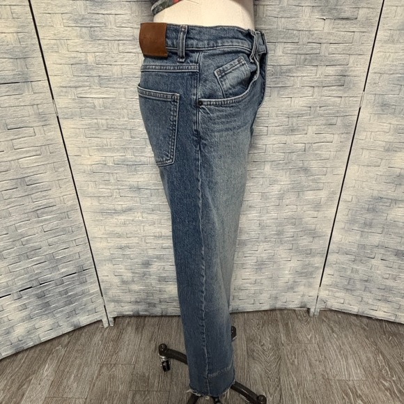 Free People We The Free 28 Risk Taker Jeans Blue High Rise Straight Raw Hem Boho - Picture 4 of 10